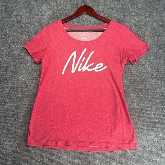 The Nike Tee Shirt Women Small Red Cotton Dr Fit Short Sleeve Top Pullover - Picture 1 of 7